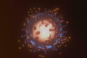 dispergiert Corona Viren mit dunkel Hintergrund, 3d Rendern foto
