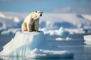 Polar- Bär auf Eisberg im es ist natürlich Lebensraum im das Arktis Kreis. ai generiert foto