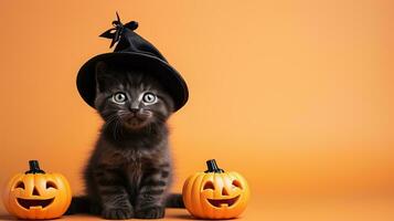 süß Katze ,Halloween Thema auf isoliert hintergrund.glücklich Halloween Konzept.erstellt mit generativ ai Technologie foto