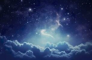 Raum von Nacht Himmel mit Wolken und Sterne. generativ ai foto