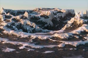 Berg Landschaft Spitzen bedeckt mit Schnee, 3d Wiedergabe. foto