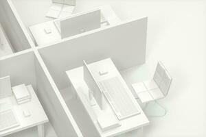 Büro Modell- mit Weiß Hintergrund, abstrakt Konzeption, 3d Wiedergabe. foto