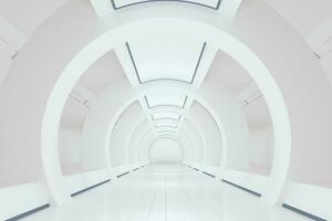 Weiß Sci-Fi Tunnel, leeren runden Zimmer, 3d Wiedergabe. foto