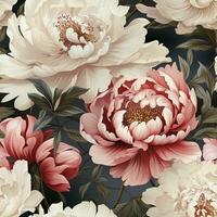 Pfingstrose Blumen- nahtlos Muster, erstellt mit generativ ai foto