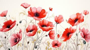 Aquarell Mohn Blumen Hintergrund foto