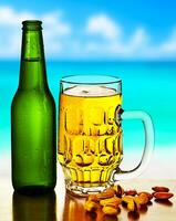 kalt Bier auf das Strand foto