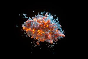 explosiv Flamme mit dunkel Hintergrund, 3d Wiedergabe. foto
