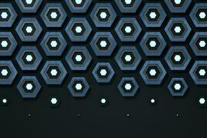 Metall Hexagon Hintergrund, Sci-Fi Muster, 3d Wiedergabe. foto