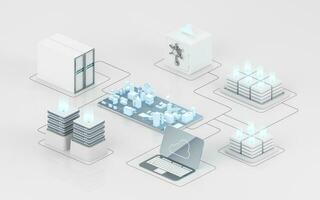 Wolke Computing und Information Geräte, 3d Wiedergabe. foto