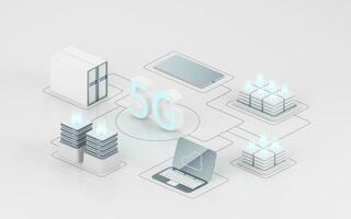 Information Ausrüstung und 5g Kommunikation Technologie, 3d Wiedergabe. foto