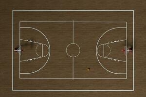 Basketball Gericht mit hölzern Boden, 3d Wiedergabe. foto