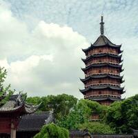 uralt Norden Tempel Turm, das Wahrzeichen von Suzhou, China. foto