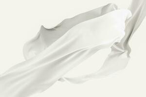 fließend Tuch, Weiß Farbe Hintergrund, 3d Wiedergabe. foto