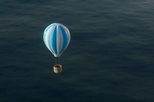 heiß Luft Ballon fliegend Über das Ozean, 3d Wiedergabe. foto