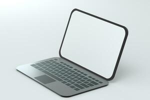 Laptop mit Weiß Hintergrund, technologisch Konzept, 3d Wiedergabe. foto