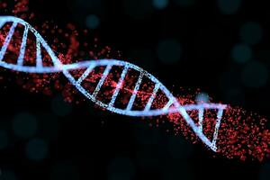 DNA Partikel und diffus glühend Linien, 3d Wiedergabe. foto