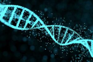 DNA Partikel und diffus glühend Linien, 3d Wiedergabe. foto