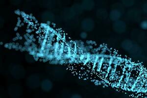 DNA Partikel und diffus glühend Linien, 3d Wiedergabe. foto