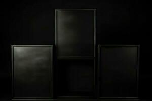 schwarz Frames im ein dunkel, schwarz Zimmer ai generativ foto