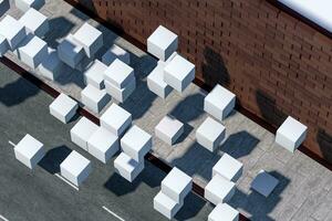 das Backstein Mauer und Tonhöhe Straße, 3d Wiedergabe. foto