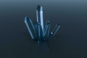 ein Cluster von Blau Magie Kristall versammeln zusammen, 3d Wiedergabe. foto