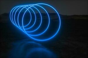 bunt glühend Linien mit dunkel Berg Hintergrund, 3d Rendern foto