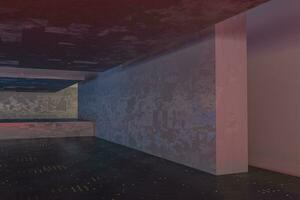 das dunkel verlassen Zimmer, kreativ architektonisch Konstruktion, 3d Wiedergabe. foto