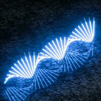 glühend Neon- Röhren und DNA Form, 3d Wiedergabe. foto