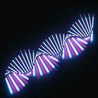 glühend Neon- Röhren und DNA Form, 3d Wiedergabe. foto