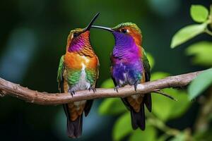 ein Paar von Kolibri. generativ ai. foto