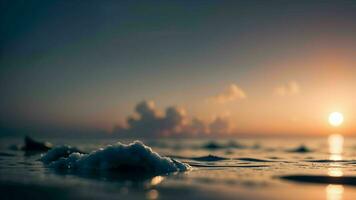 abstrakt Minimalismus im ein Sonnenuntergang Seelandschaft ai generiert foto