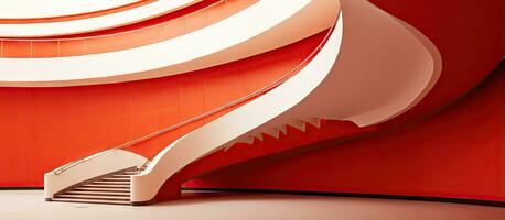modern Luxus Gebäude s rot gemalt Treppe ein abstrakt Fragment von städtisch die Architektur und Innere Design foto