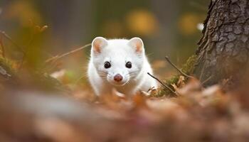 süß Hündchen Gehen im das Gras, suchen beim das Kamera generiert durch ai foto