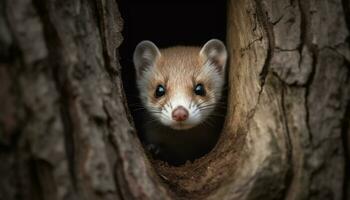 ein klein, süß Säugetier im Natur, schließen hoch, suchen beim Kamera generiert durch ai foto
