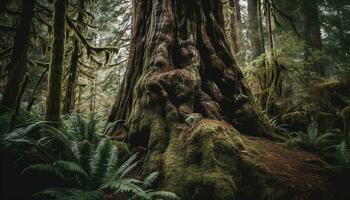 still Szene von alt Wachstum Wald, unberührt durch Mensch Hände generiert durch ai foto