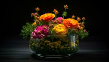 Frische und Schönheit im Natur, ein Strauß von bunt Blumen generiert durch ai foto