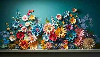 abstrakt Illustration von ein modern Blumen- Strauß im multi Farben generiert durch ai foto