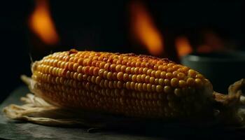 gegrillt Mais auf das Maiskolben, ein gesund Herbst Grill Snack generiert durch ai foto