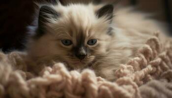 süß Kätzchen, klein und flauschige, suchen mit Weichheit und Schönheit generiert durch ai foto