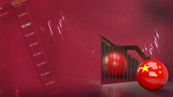 das China Flagge und Diagramm zum Geschäft Konzept 3d Rendern foto