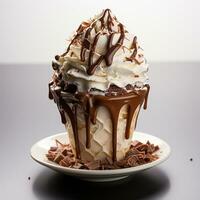 Schokolade mit ...-Geschmack Eis Sahne auf ein Weiß Hintergrund foto
