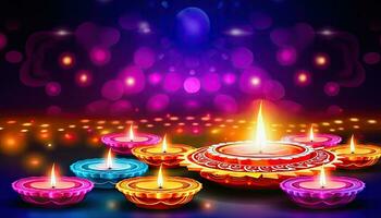 beschwingt Diwali Festival Beleuchtung - - feiern mit Farbe - - generativ ai foto