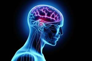 Kopfschmerzen Bewusstsein - - Silhouette von Mann im Schmerzen - - generativ ai foto