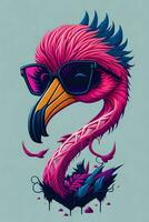 ein detailliert Illustration von ein Flamingo zum ein T-Shirt Design, Hintergrund und Mode foto