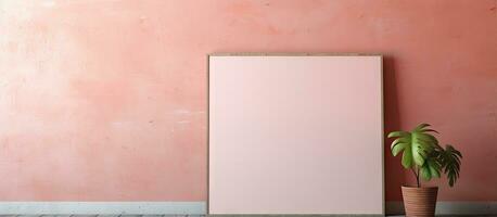 erstellen ein ein Poster Rahmen im ein modisch Innere mit Rosa Töne und Beton Mauer foto
