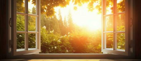 Sonne leuchtenden in das Fenster im das Abend foto