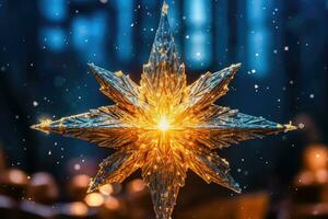 glühend Weihnachten Star leuchtenden hell - - generativ ai foto