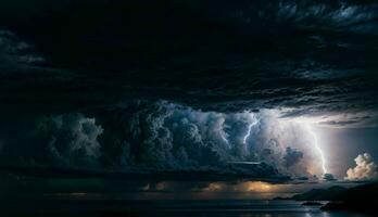 elektrisierend Himmel ein dramatisch stürmisch Wolkenlandschaft ai generiert foto