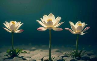 das exquisit Rosa Lotus blühen untergetaucht im Ruhe ai generiert foto