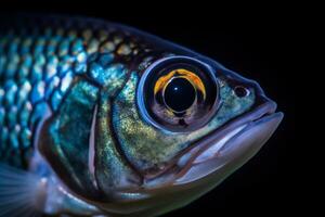 Nahansicht von ein Ozean Fisch generativ ai foto